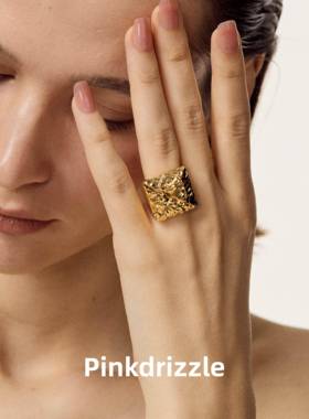 pinkdrizzle编织星河复古可调节戒指气质小众设计感开口压皱简约
