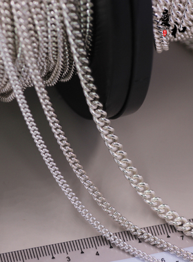 S925纯银马鞭链男款项链批发