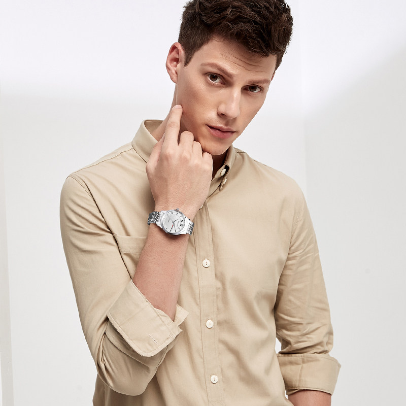 罗西尼手表男商务钢带防水石英表钨钢时尚潮流男士手表腕表6573