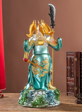 包邮武财神九龙关公神像摆件背插五旗家居办公室供养装饰乔迁开业