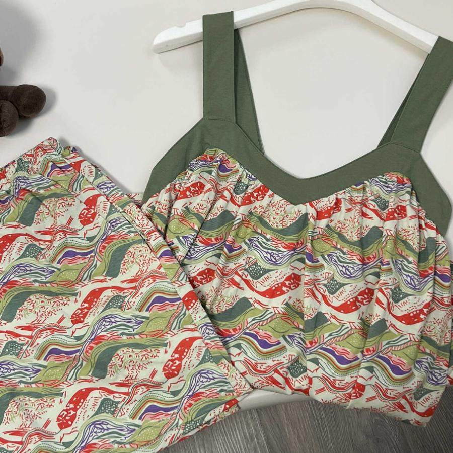 新款300斤加大码女装无袖印花背心短裤睡衣胖mm可外穿宽松家居服,淘宝优惠券,粉丝福利购,淘宝优惠卷