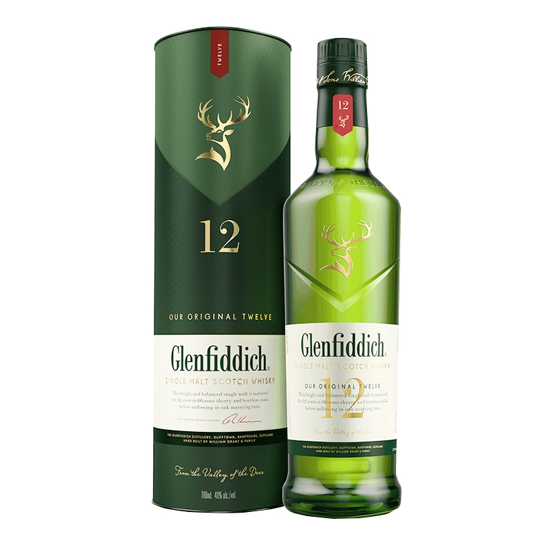 洋酒格兰菲迪12年单一纯麦芽威士忌 GLENFIDDICH 原装进口英国