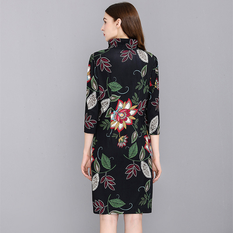 妙采旗舰店新款妈妈装春秋连衣裙 妙采中老年女装