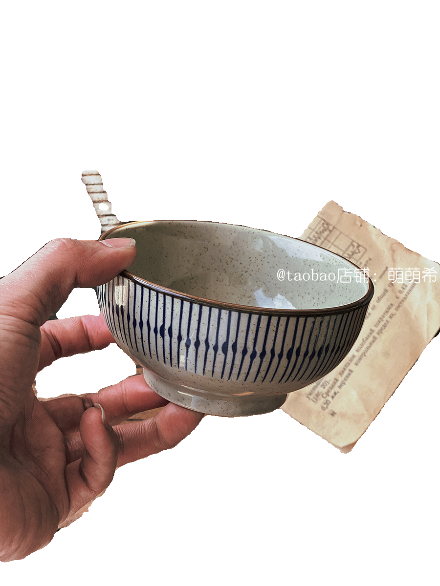 日式米饭碗复古釉下彩好看漂亮吃饭的碗芝麻釉竖纹新款高颜值陶瓷-图3