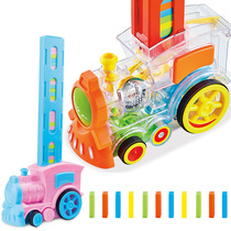 Cross-border Fun Children Electric Toy Car Domino Domino Auto Licensing Little Train With Light Music