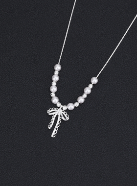 蕾丝蝴蝶结项链女气质温柔锁骨链