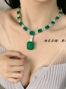 进口仿真赞比亚祖母绿女晚宴项链