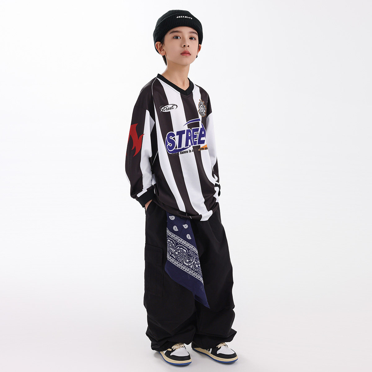 儿童街舞潮服套装男童条纹球衣少儿hiphop童装嘻哈潮牌街舞演出服,淘宝优惠券,粉丝福利购,淘宝优惠卷