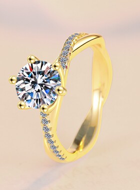 S925莫桑钻1克拉婚戒可刻字