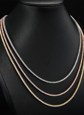 2mm925银镶D色VVS莫桑钻手链