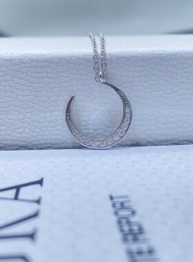 S925银D色莫桑钻月牙锁骨链