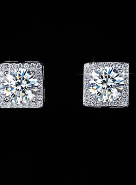 925银D色莫桑钻小方戒指轻奢