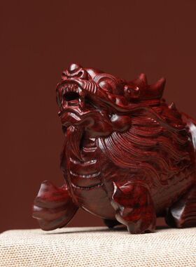 天然紫檀绿檀木雕刻新中
