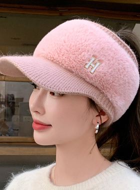 空顶帽骑车运动女冬天保暖帽子