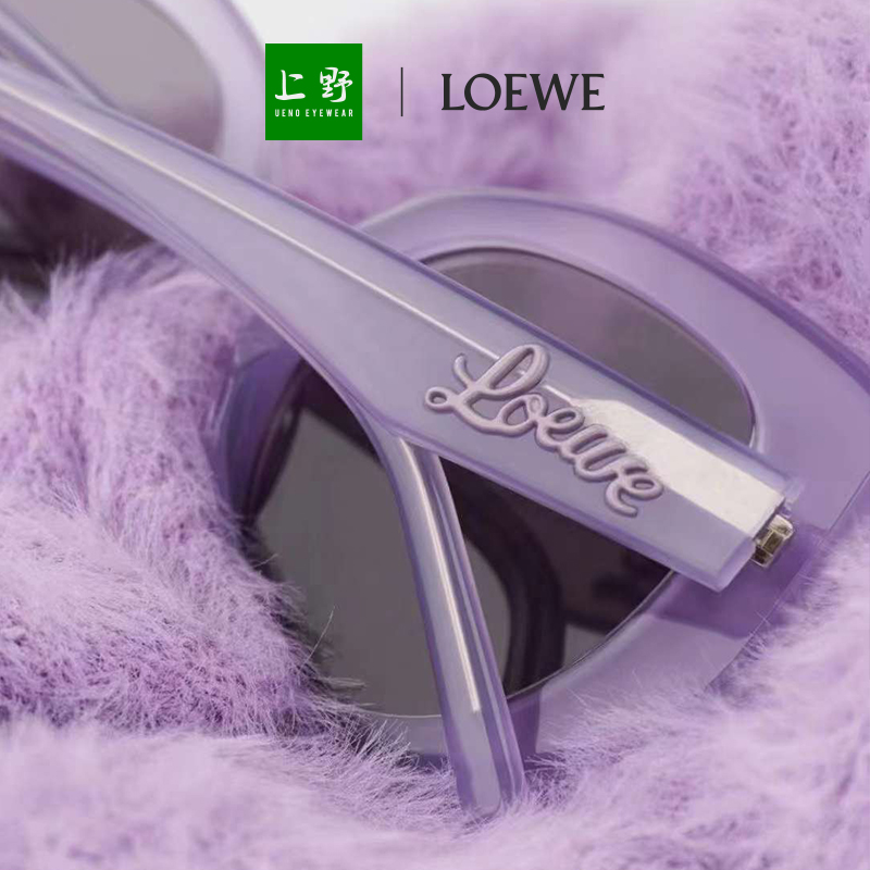 意大利LOEWE·UENO上野联名限定梦幻紫色猫眼黑超墨镜女LW40100F-图0