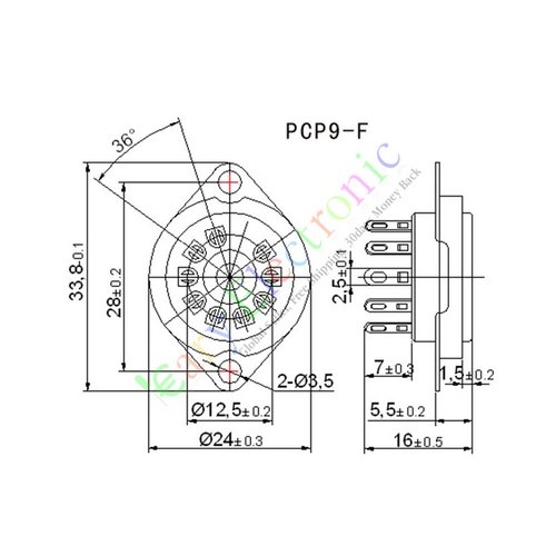 小九脚电子管座插座PCP9-F-G镀金适12AX7 12AU7 ECC82 ECC83等-图2