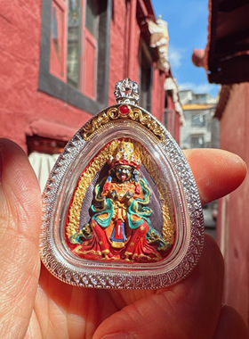 【藏玺物与悟/缘】藏银古法彩绘扎基拉姆擦擦吊坠赠挂绳 西藏直发