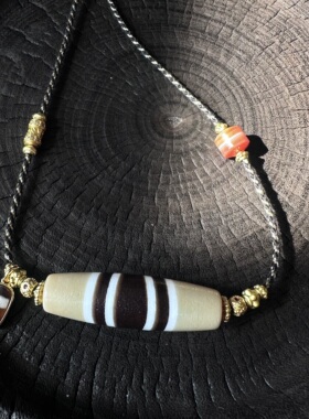 【藏玺·物与悟】台珠奶白线珠七线珠天珠锁骨项链脖挂 原创设计