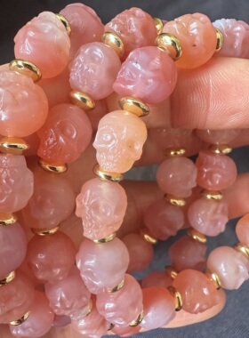 【藏玺·物与悟/缘】粉糯玛瑙天珠精雕尸林林手串手绳尸陀林手链