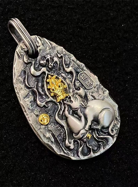 【藏玺物与悟/缘】S925纯银精工镶嵌吐宝鼠吊坠民族风招米挂坠