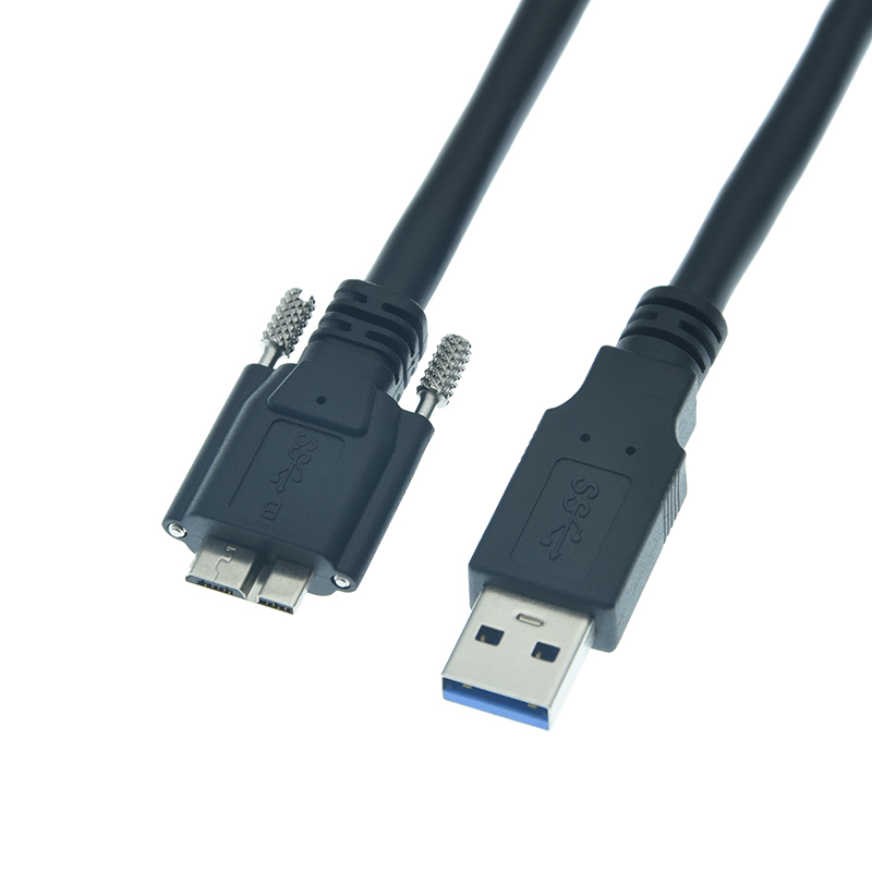 USB3.0A公转MicroB 工业相机数据线 高柔拖链线缆Microb带锁固定 - 图3