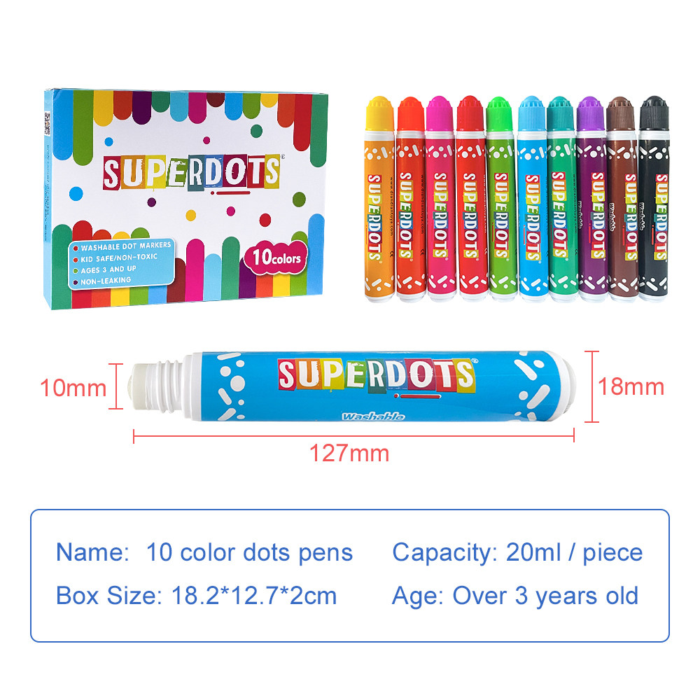 幼儿童早教文具玩具绘画10色点点笔涂鸦启蒙10色水彩手帐画画笔