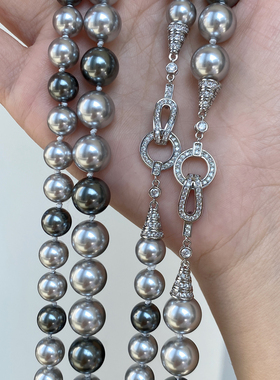 大溪地深灰色混彩珍珠项链