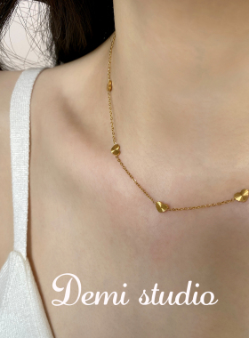 切割面镭射爱心项链设计感百搭