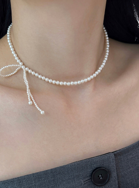 蝴蝶结项链甜美超仙925纯银