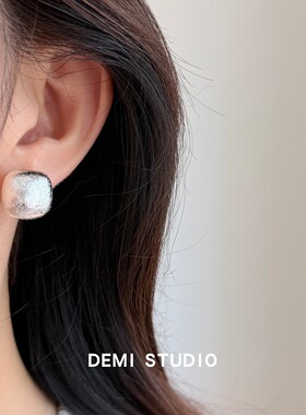 新品85折】粗拉丝金属小方块耳环女高级感设计感简约百搭日常耳钉