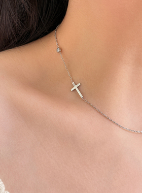 新品88折】不掉色超细十字架项链冷淡风细链条锁骨链小众简约颈链