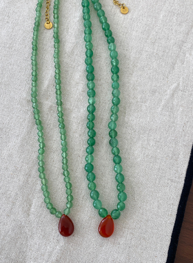 现货现货！MONA同款东陵玉串珠项链新中式风锁骨链高级感2024新款