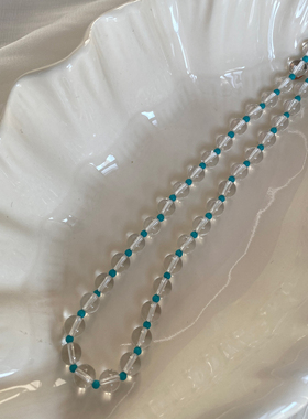 大米饰品】白水晶绿松石串珠项链小众精致国风锁骨链2025新款颈链