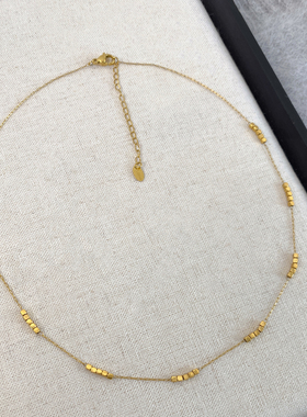 不掉色冷淡风小方块项链