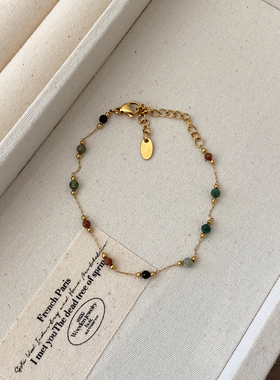 日系甜美彩色天然锁骨链