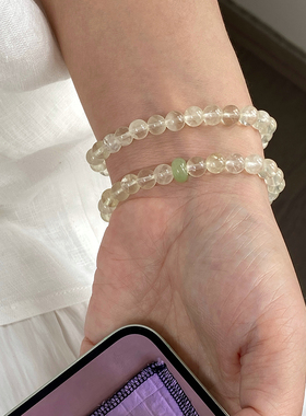 大米饰品】黄水晶碎冰冰女生简约干净百搭珠串手链ins风手串叠戴