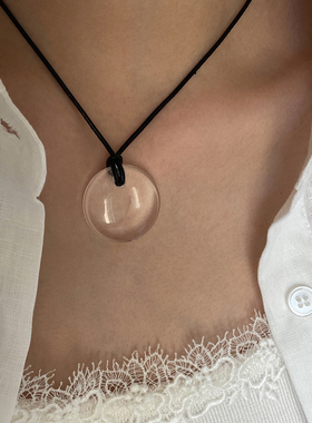 大米饰品】fever同款黑绳圆环质感项链小众设计感高级锁骨链颈链