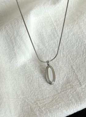 新品88折】椭圆白贝母项链小众设计高级轻奢百搭锁骨链颈链毛衣链