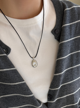 大米饰品】极简冷淡风贝壳吊坠项链秋冬长款毛衣链2025新款爆款