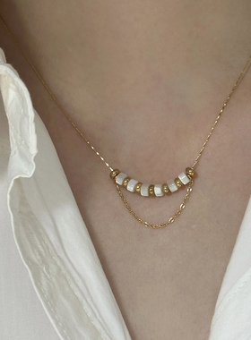 大米饰品】新款钛钢项链贝壳时尚设计感不掉色百搭Ins风锁骨链