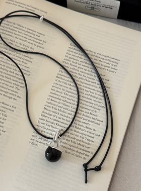 大米饰品】休闲长款小酒壶黑玛瑙吊坠项链小众高级百搭复古毛衣链