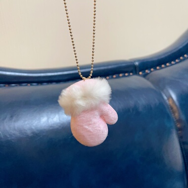 韩国 小手套 毛茸茸吊坠项链 秋冬新 长款毛衣链 链长约70cm