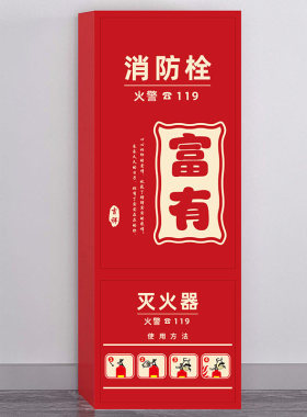 消防栓平安喜乐喜庆装饰遮挡贴纸消防门箱标识贴配电箱灭火器贴纸