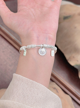 黄财神银手镯2026新款盘缠银手镯