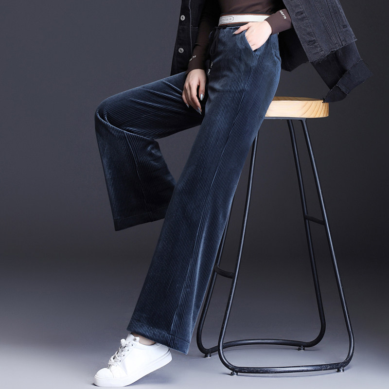 垂感金丝绒阔腿裤秋冬宽松休闲裤 香百丽芙休闲裤