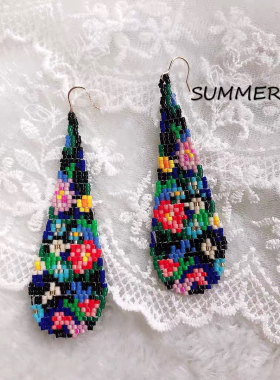 summer手作｜miyuki米珠串珠手工ins风几何气质春夏度假耳环耳饰