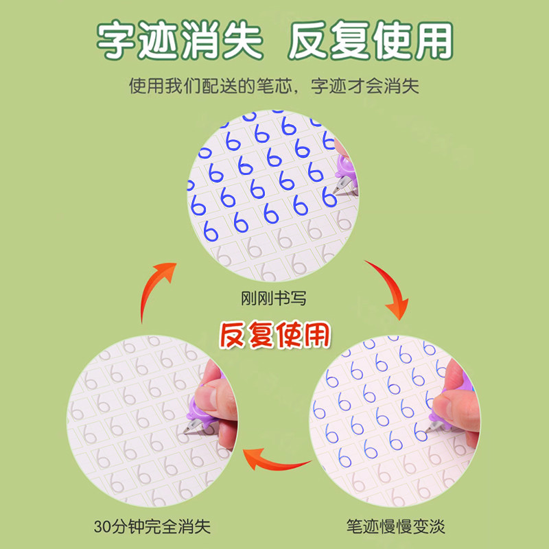 数字练字帖儿童凹槽控笔训练字帖中班入门描红本大班学前班练字本,淘宝优惠券,粉丝福利购,淘宝优惠卷