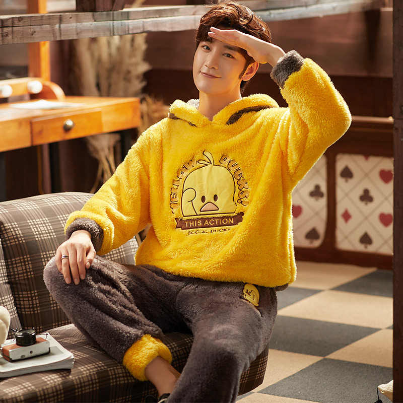 男士秋冬款珊瑚绒加厚加绒卡通睡衣 今梦娇睡衣/家居服套装