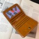 Retro oil wax leather short small wallet for women two folds
