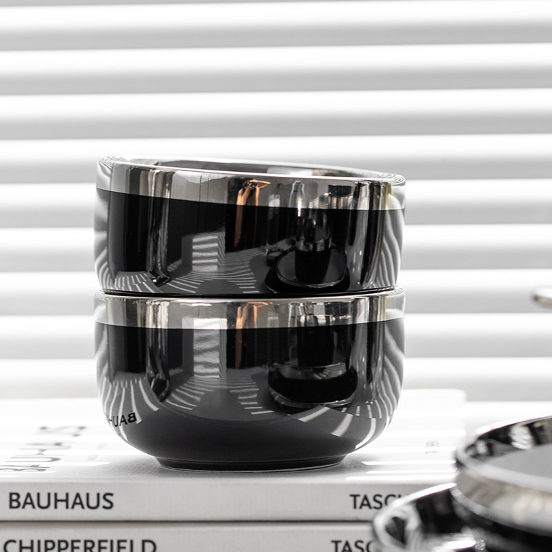 轻奢银边黑色陶瓷餐具简约家用高颜值鱼盘西餐盘汤碗饭碗套装组合,淘宝优惠券,粉丝福利购,淘宝优惠卷